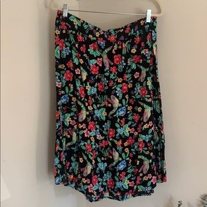 Tropical print Midi Skirt